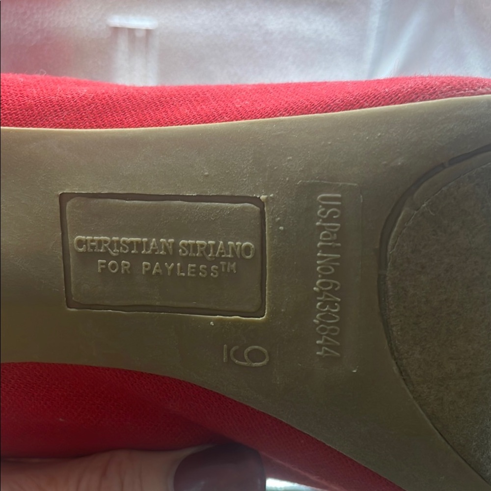 Christian Siriano Red Canvas Peep Toe With Cork Accents Size 9 - Picture 8 of 12